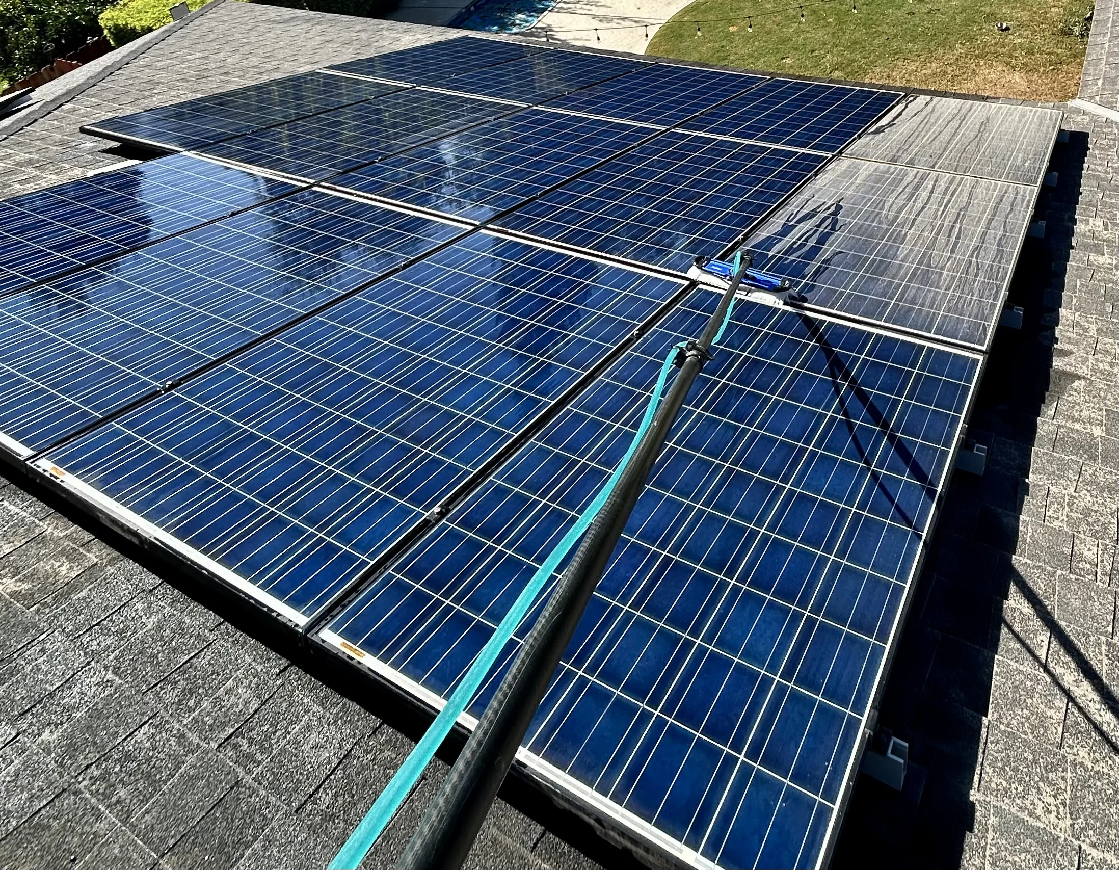 residential solar panel being cleaning residential solar panel being cleaning
